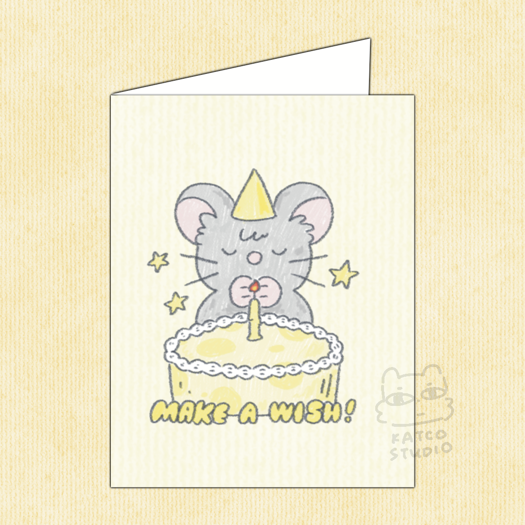 Rat "Make a Wish" Birthday Card