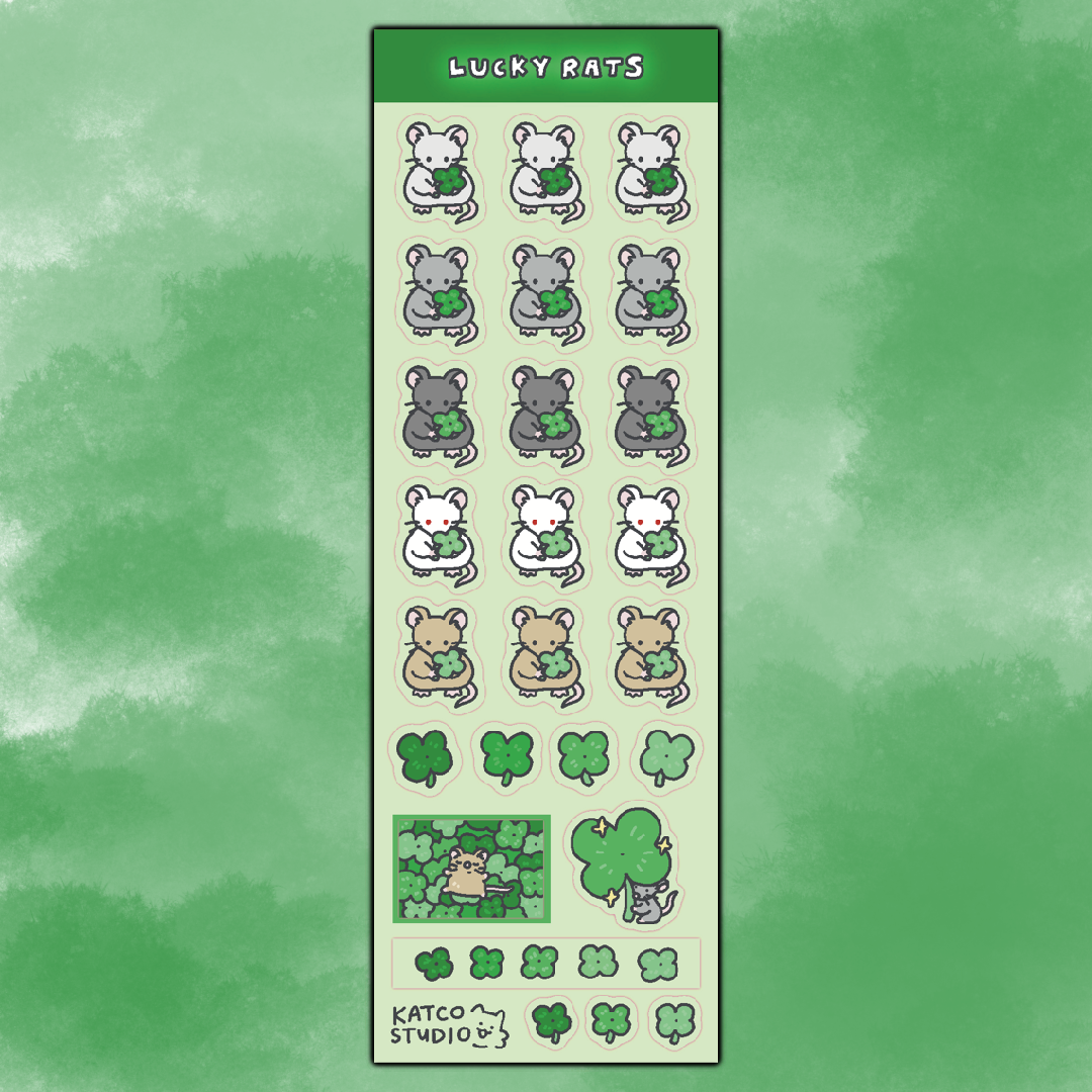 lucky rats deco sticker sheet