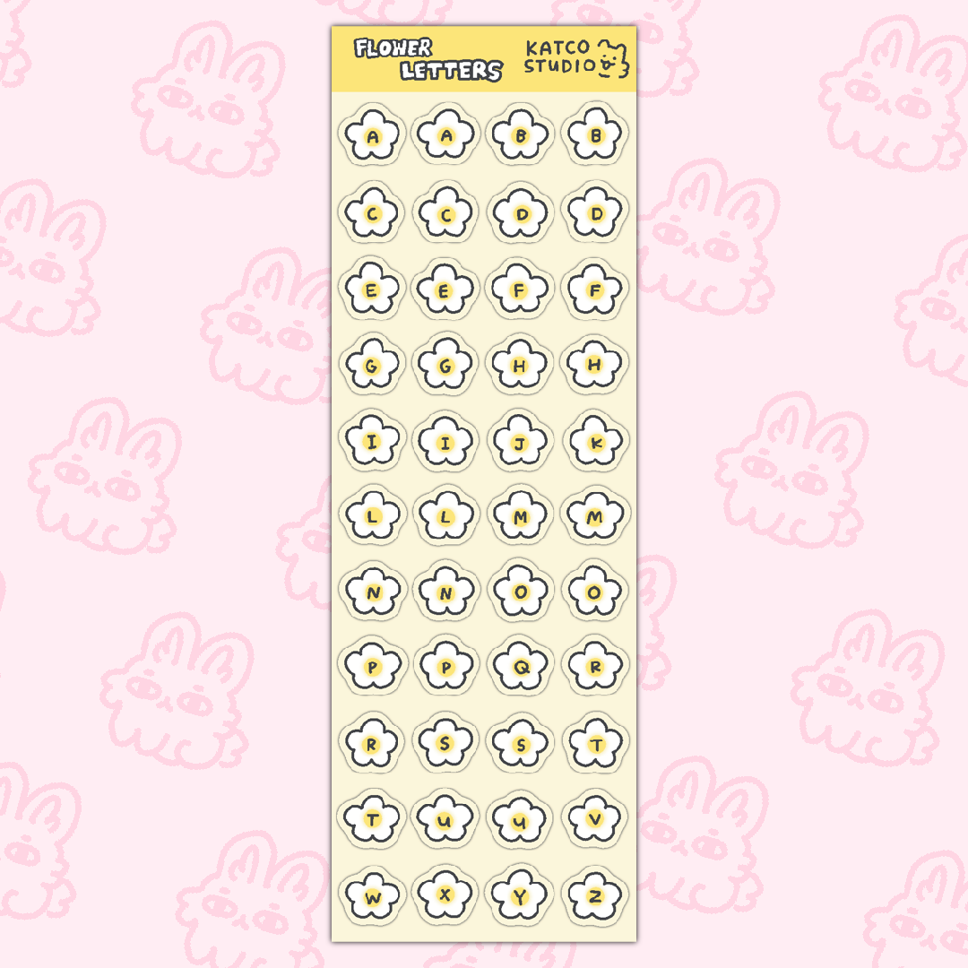 flower letters deco sticker sheet