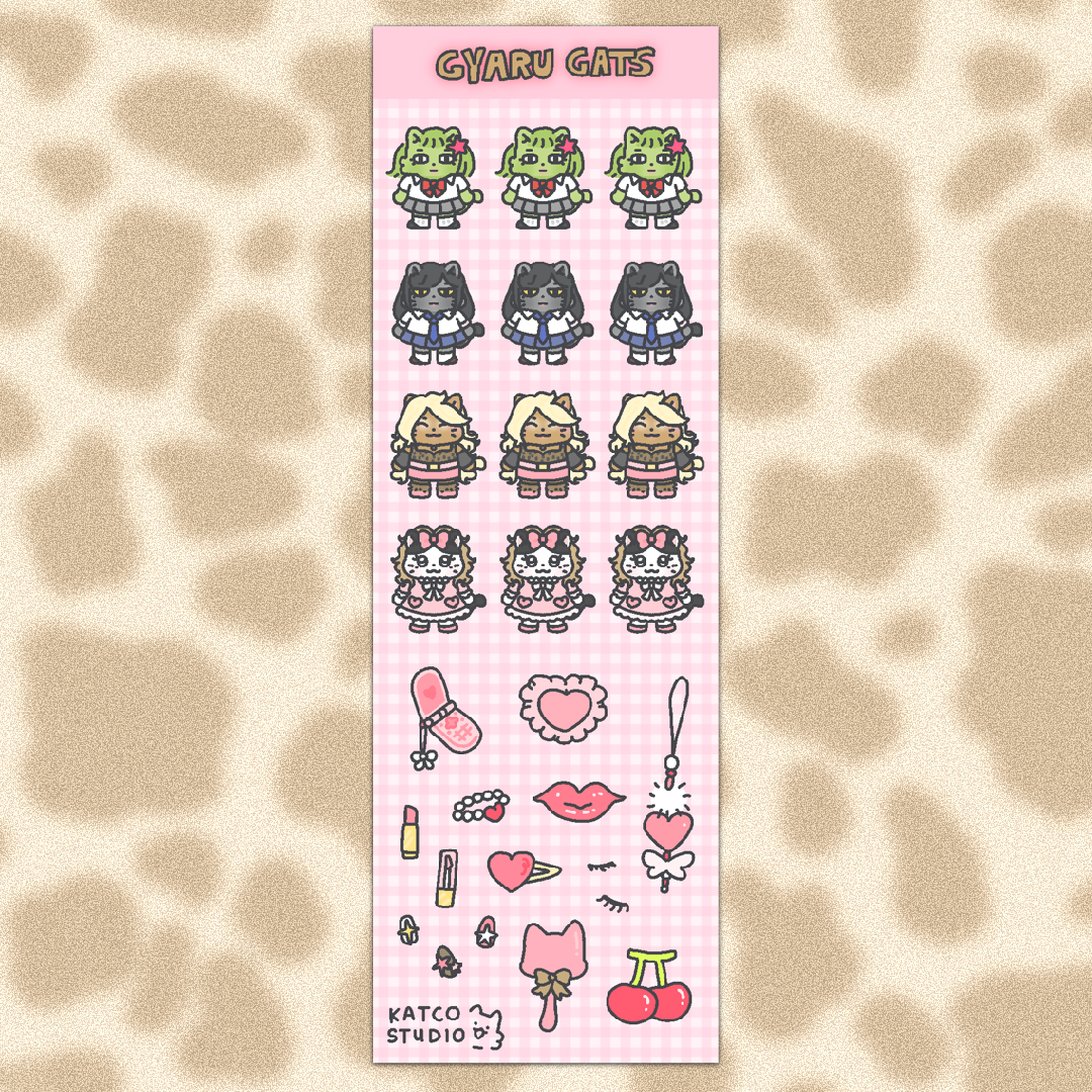 gyaru cats deco sticker sheet