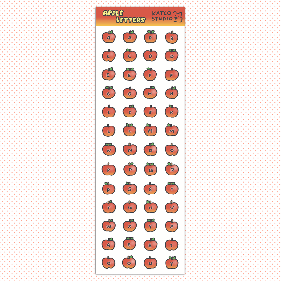 apple letters deco sticker sheet