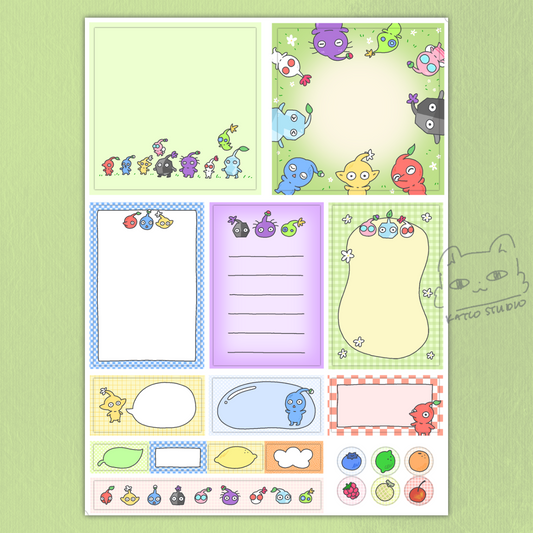 Pikmin journaling sticker set