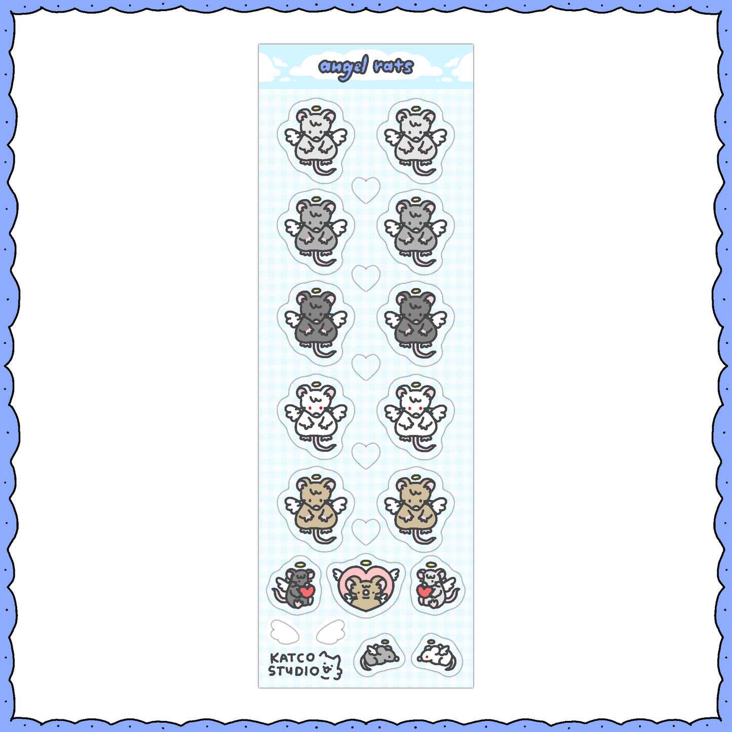 angel & devil rats deco sticker sheet