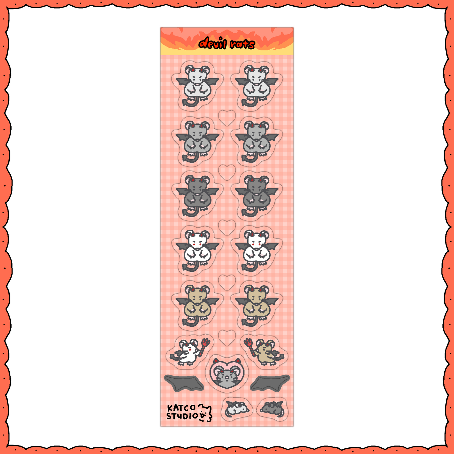 angel & devil rats deco sticker sheet