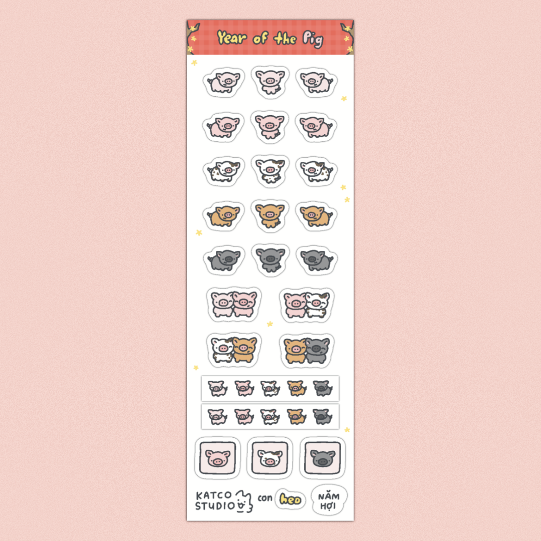 new years zodiac animals deco sticker sheet