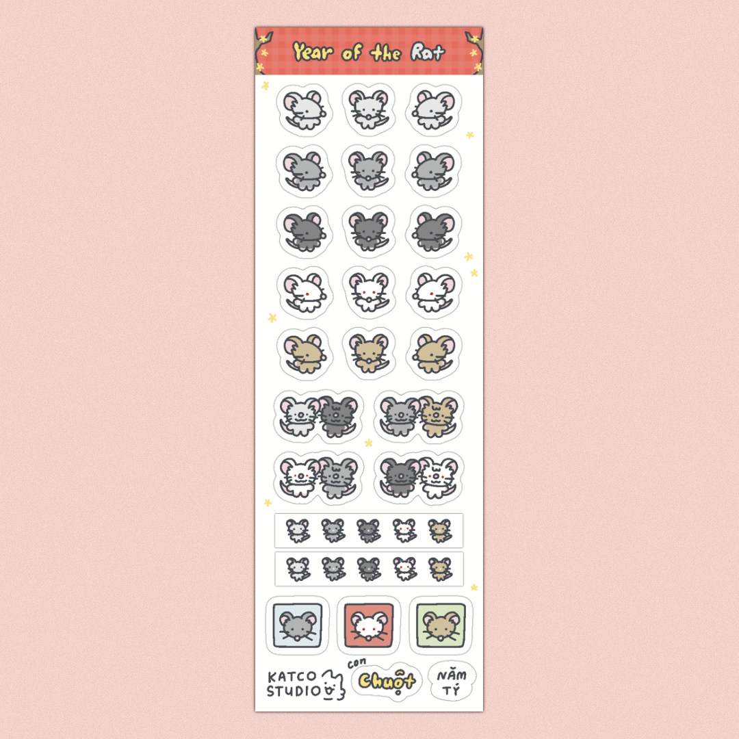 new years zodiac animals deco sticker sheet
