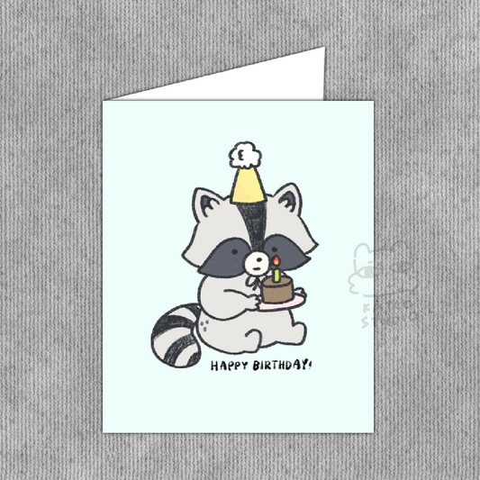 Raccoon "Happy Birthday" Greeting Card