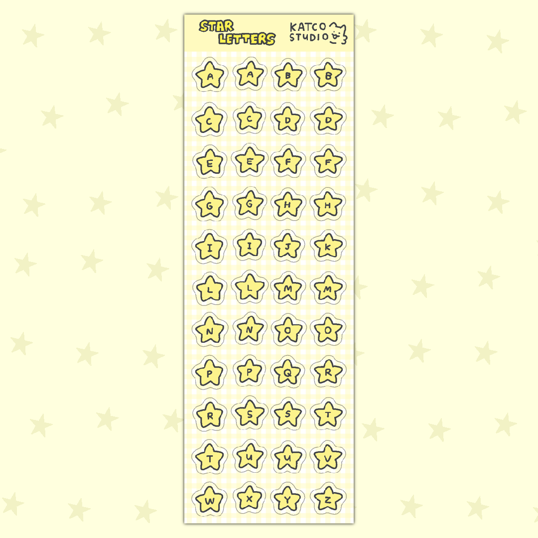 star letters deco sticker sheet