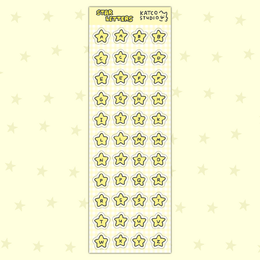 star letters deco sticker sheet