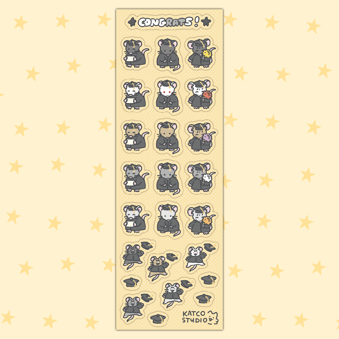 grad rats deco sticker sheet