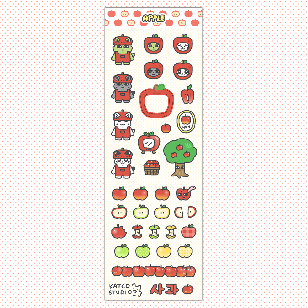 apple cats deco sticker sheet