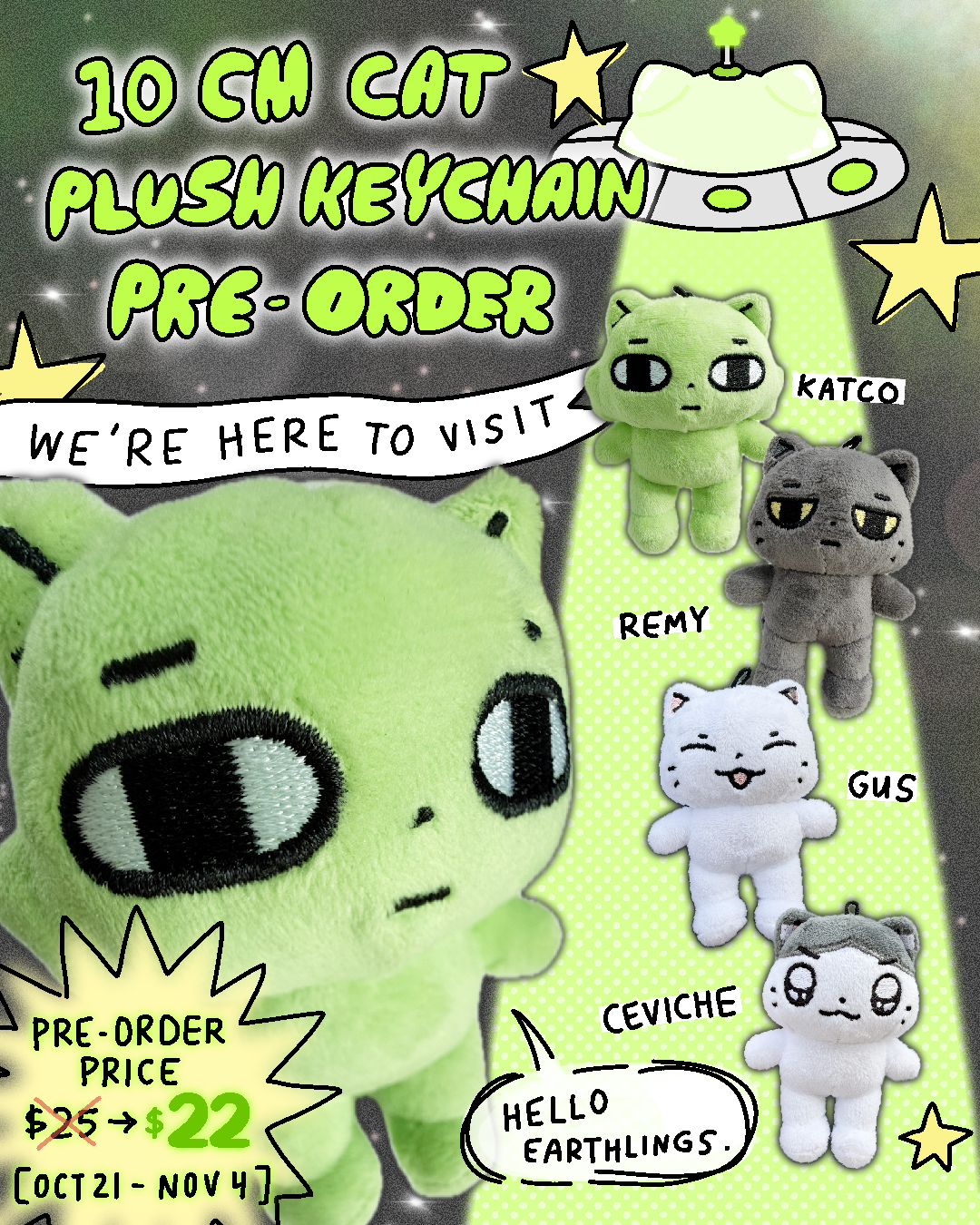 [PRE-ORDER] 10cm katco cats plush keychains