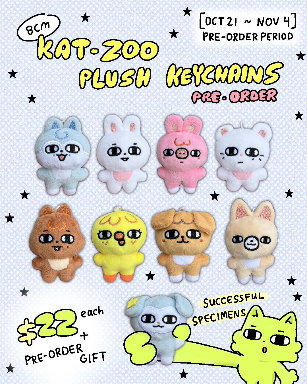 [PRE-ORDER] 8cm skzoo "katzoo" plush keychains